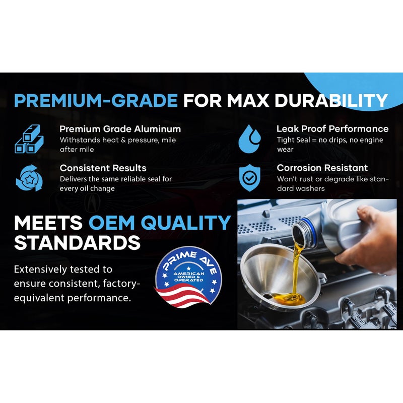 PRIME AVE 5 Rear Differential and 5 Automatic Transmission Plug Washers for Leak-Proof Solid Seal - Aluminum Crush Washers Compatible with Honda & Acura Part# 90471-PX4-000 & 94109-20000 - Image 3